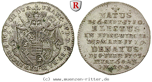 Klicken Sie auf das Bild um es auf Ihrem Rechner zu speichern wuerzburg-bistum-franz-ludwig-von-erthal-groschen/22119.jpg