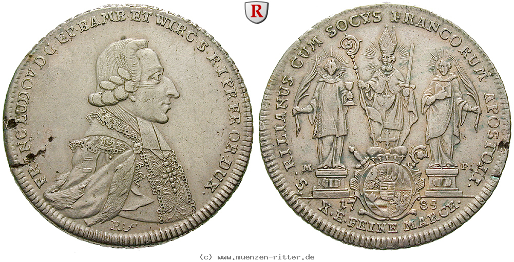Klicken Sie auf das Bild um es auf Ihrem Rechner zu speichern wuerzburg-bistum-franz-ludwig-von-erthal-konventionstaler/36125.jpg