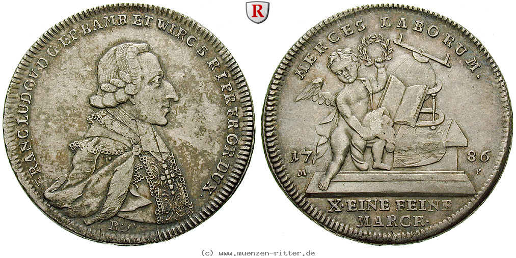 Klicken Sie auf das Bild um es auf Ihrem Rechner zu speichern wuerzburg-bistum-franz-ludwig-von-erthal-konventionstaler/47027.jpg