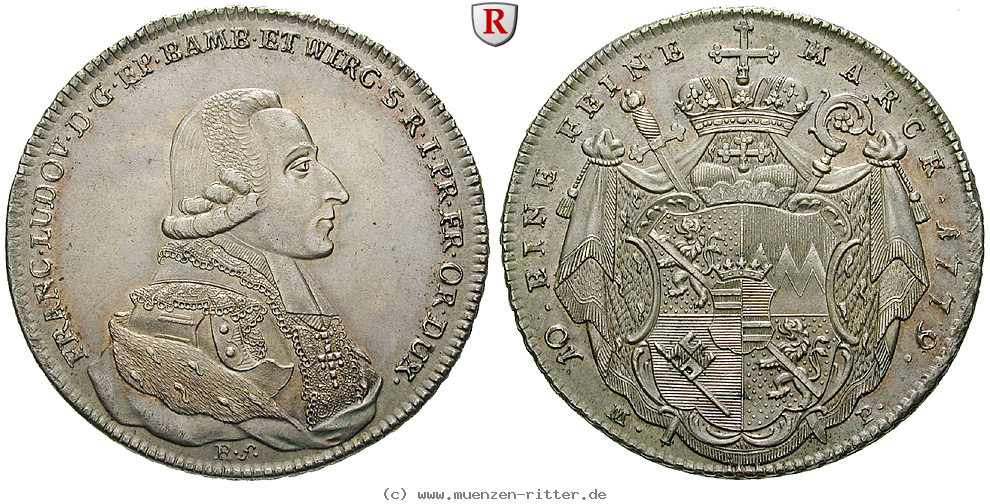 Klicken Sie auf das Bild um es auf Ihrem Rechner zu speichern wuerzburg-bistum-franz-ludwig-von-erthal-konventionstaler/86902.jpg